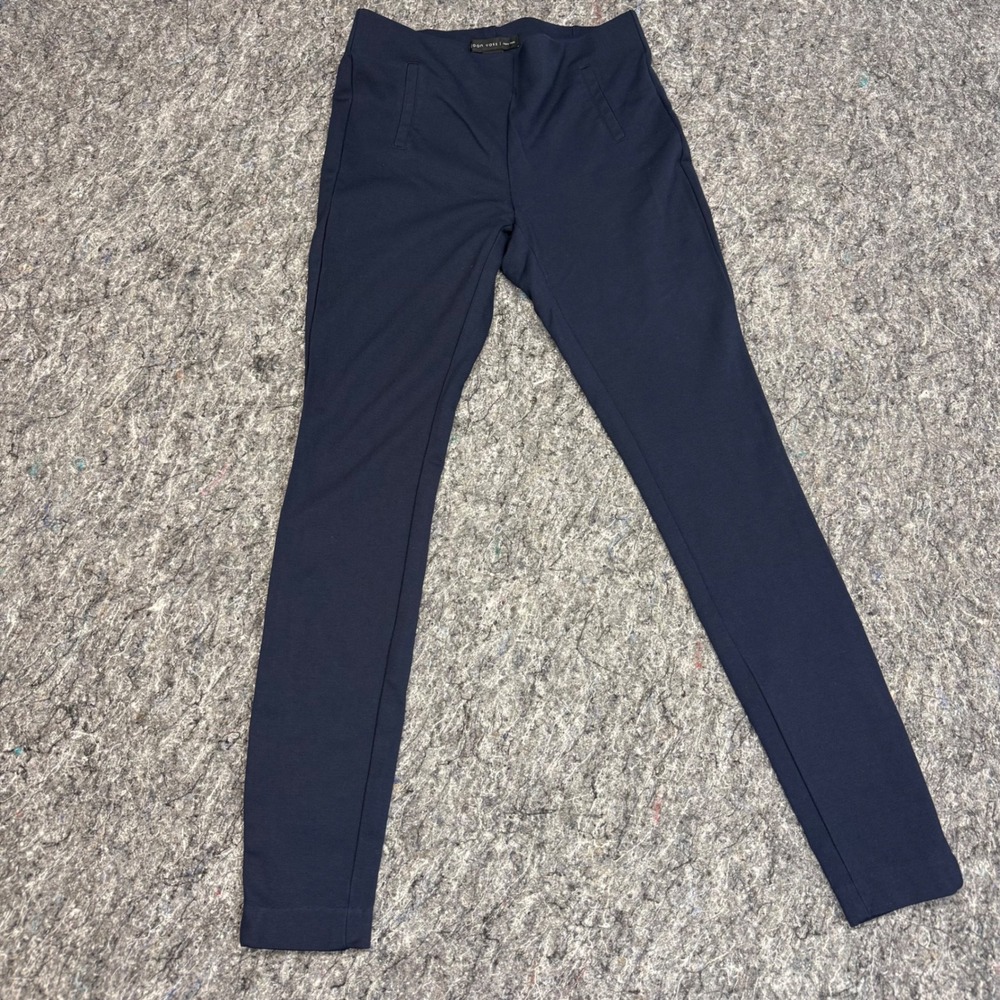 Joan Vass New York Womens Navy Blue Ponte Knit Leggings Pull On Pants Size Small